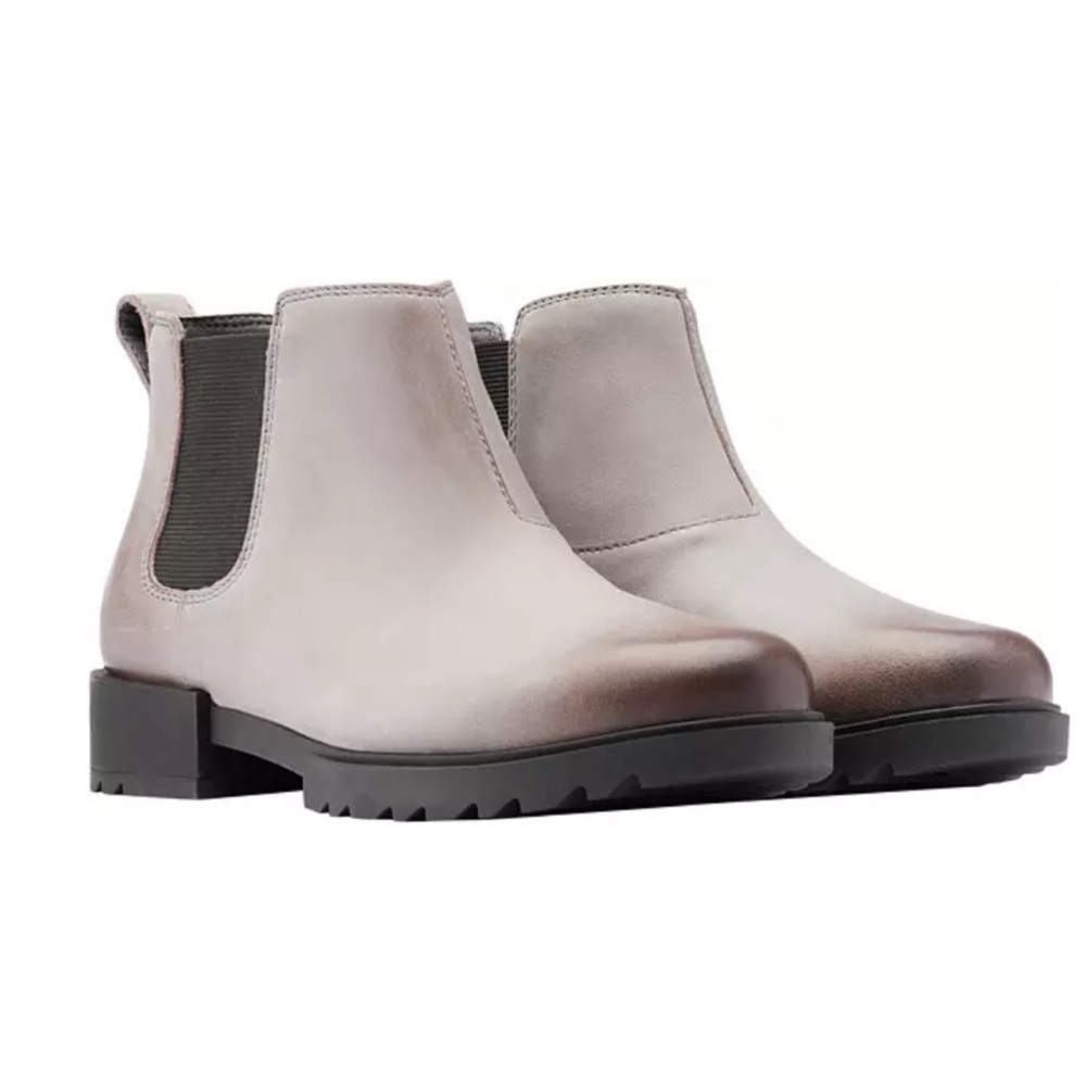 SOREL LEATHER EMELIE 11 CHELSEA GRAY WATERPROOF BOOTS SIZE 9 NEW NO TAGS